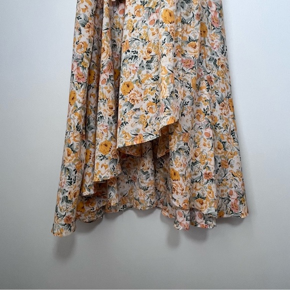 Lulu’s Watching the Blooms Yellow Floral High-Low Midi Dress Size Medium - Picture 7 of 16